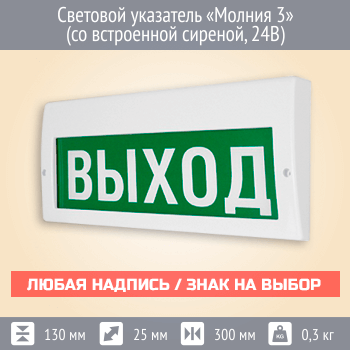 Световой указатель Молния 3 (со встроенной сиреной, 24В)